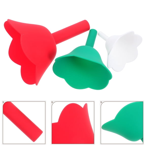 3pcs Flower Shaped Kitchen Funnel Set Canning Silicone Funnel Wide Mouth For Jars Jam Spice Filling Bottles Liquid Oil And Powder