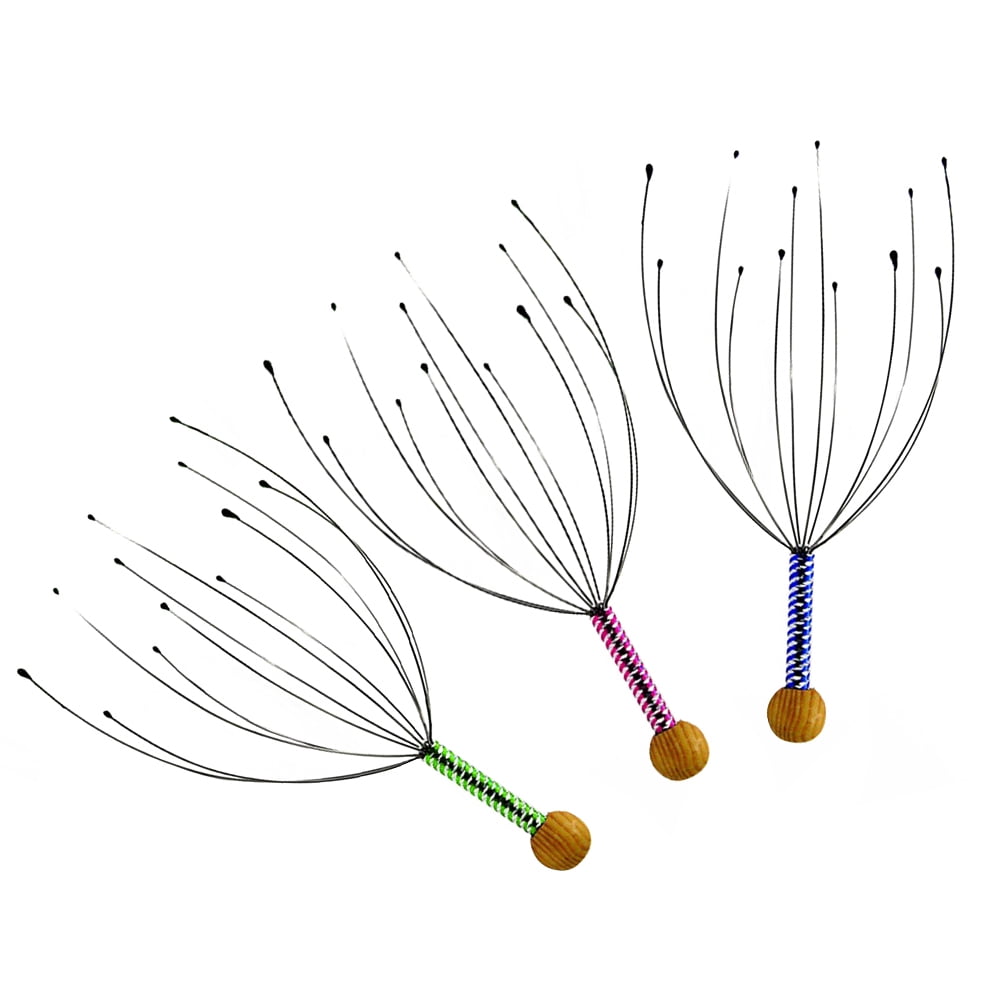 HOMEMAXS 3pcs Hand Held Scalp Massager Therapeutic Head Scratcher Steel