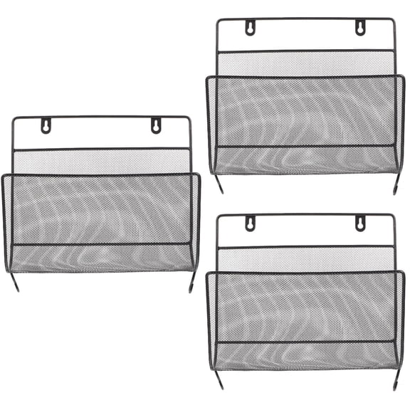 HOMEMAXS 3pcs Hanging Wall File Organizer Wall Mount File Folder Book Iron Storage Rack