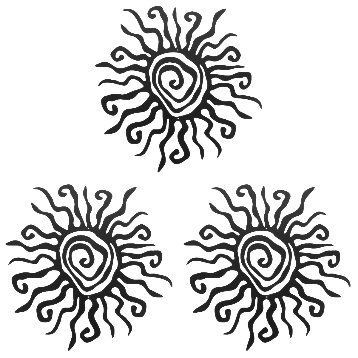 HOMEMAXS 3pcs Metal Sun Wall Art Decor Iron Hanging Wall Decor Wall