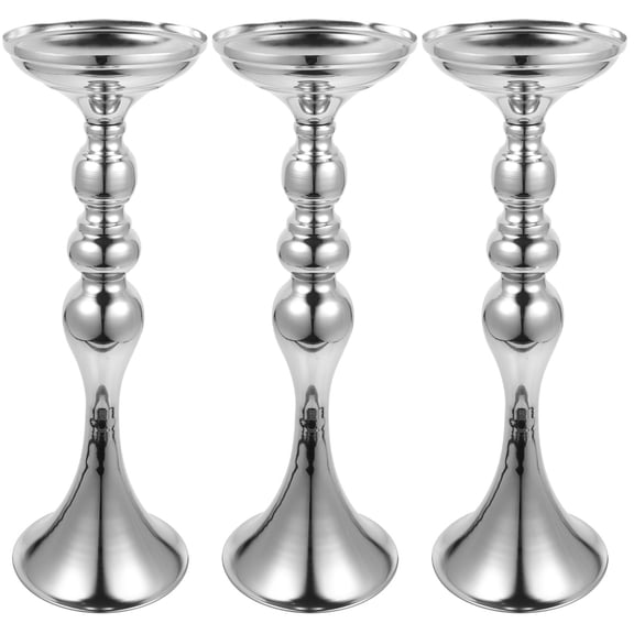 HOMEMAXS 3pcs Silver Table Centerpiece Vase Wedding Party Decorative Flower Vase Delicate Metal Flower Planter