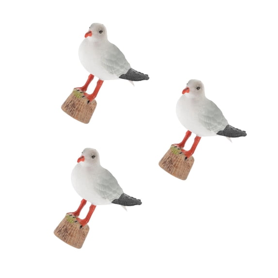 HOMEMAXS 3pcs Small Nautical Seagull Sculpture Table Decor Miniature House Bird Figurine Ornament
