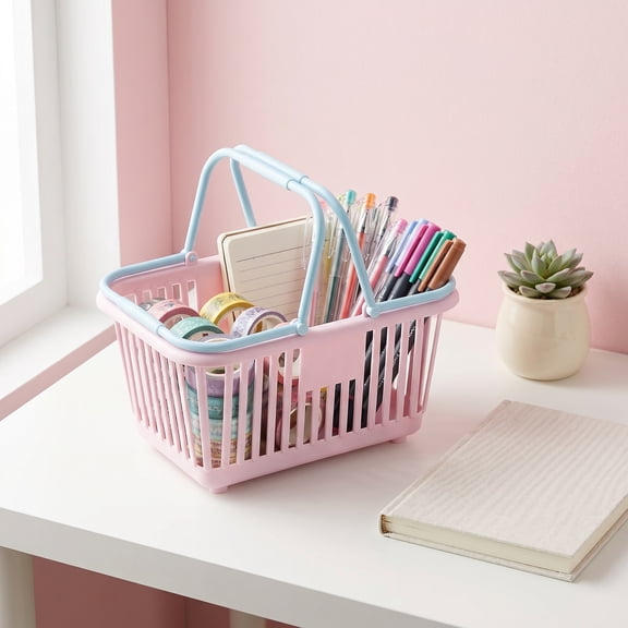 HOMEMAXS 3-Piece Mini Kids Shopping Basket Set with Handles for Pretend Grocery Play, Party Favors, Classroom Supplies