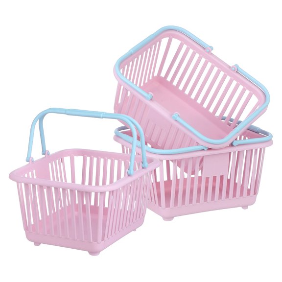 HOMEMAXS 3pcs Small Shopping Kids Play Grocery Basket Mini Toy Shopping Basket With Handles For Grocery Pretend Play Party Favors Classroom Supplies