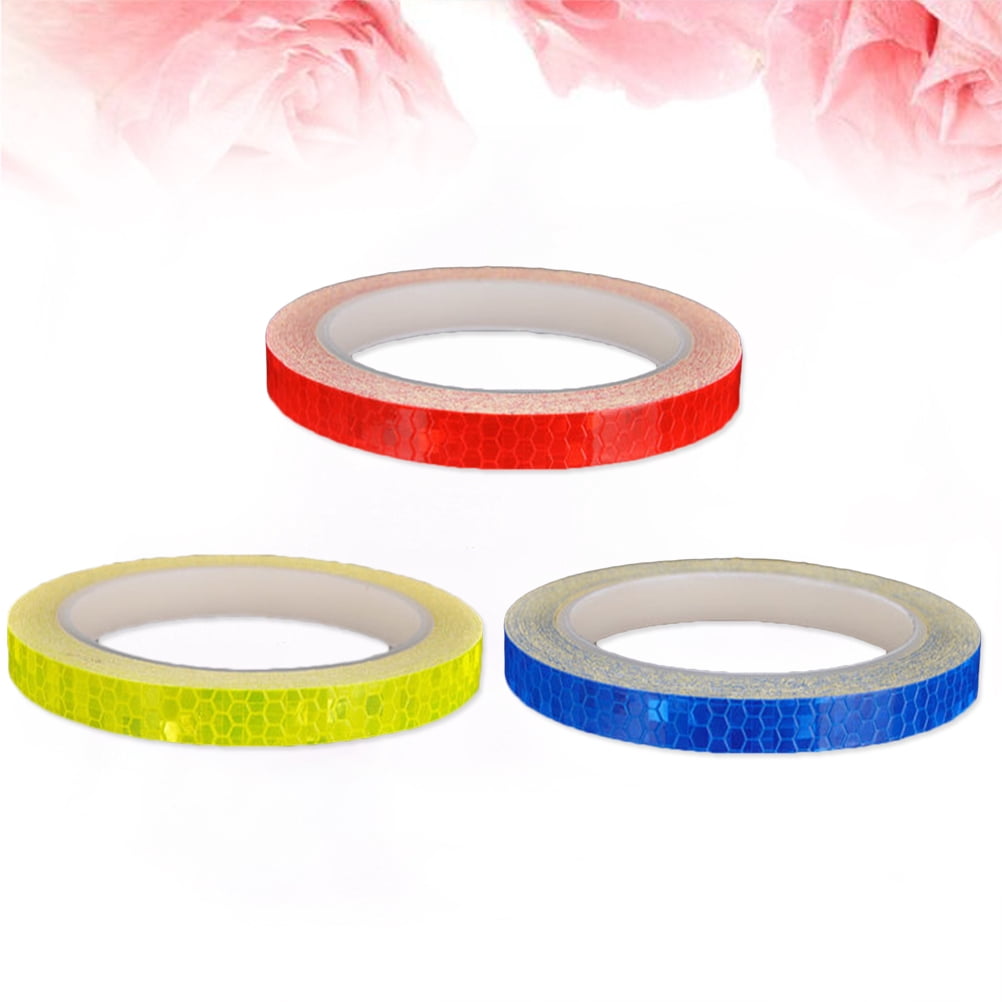 3pcs Waterproof Reflective Tape Luminous Tape Safety Warning Reflective Stickers for Car Bike Motorcycles 1 Yellow and 1 Red and )
