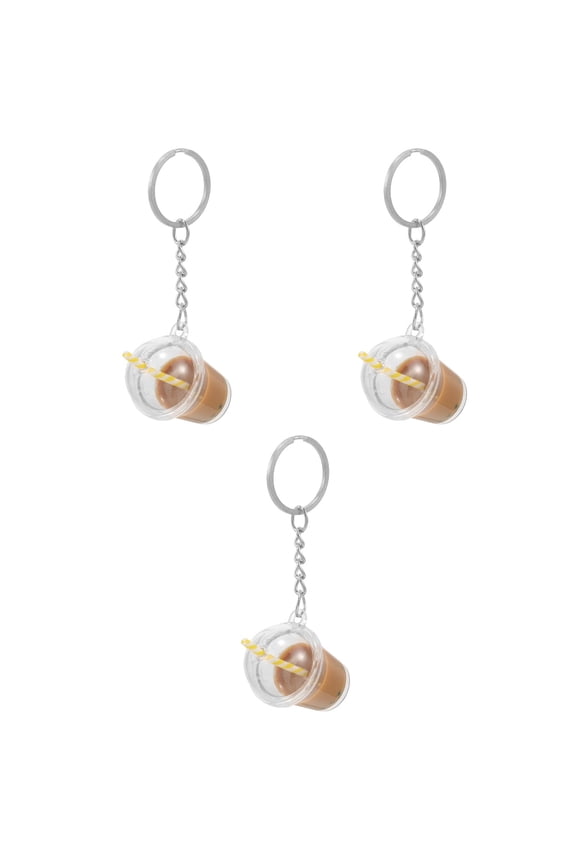 3pcs Women Keychain Creative Milk Tea Cup Keychain Backpack Keychain Key Ring Pendant