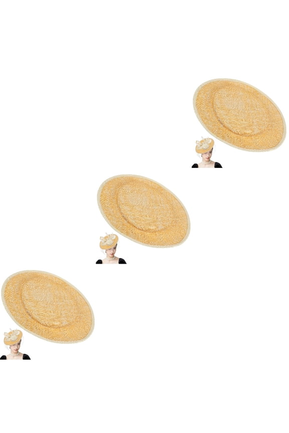 3pcs Wommen Sinamay Base Cocktail Hat Fascinator Round Base Hat Round Base Millinery DIY Craft Accessory Yarn Hat Bottom (Apricot)