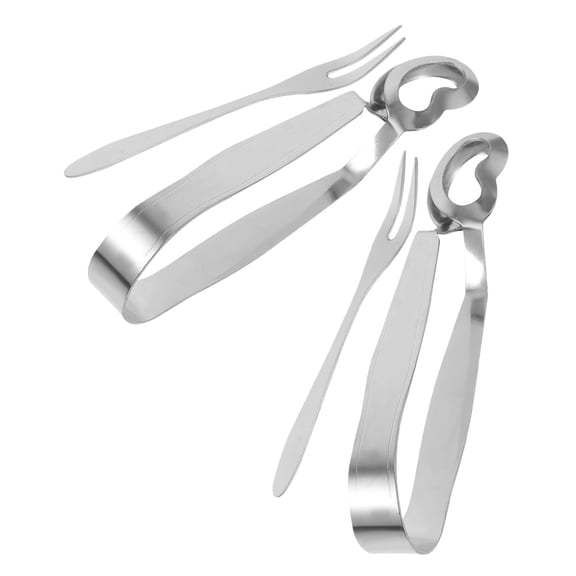 Stainless Steel Escargot Tongs and Fork Set for Serving Snails and Other Seafood 4 Pieces Silver