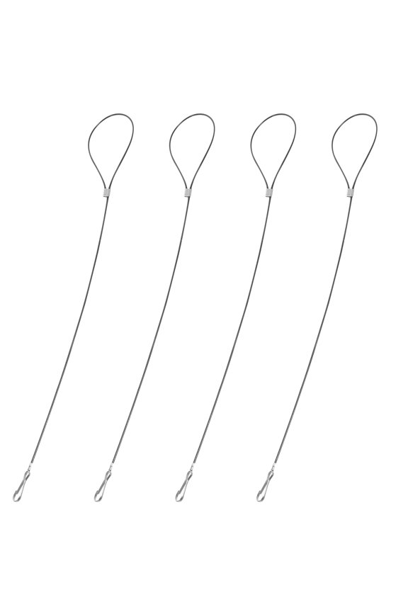 4 Pcs Key Ring Cable Stainless Steel Door Latch Rope 32.00X0.15X0.15CM Black