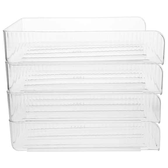 BEADCEST 4-Pack Clear Stackable Desktop File Organizer Trays for Office and Home Use, Easy Access Paper Storage Solution
