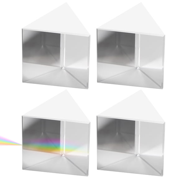 HOMEMAXS 4 Pcs Prism Cube Triangular Prism For Physics Experiments Clear Optical Crystal Photography Prism For Light Refraction Students And Professional