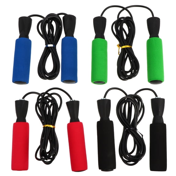 TEHAUX 4Pcs Handle Skipping Rope for Fitness Exercise with Sponge Grip Assorted Color