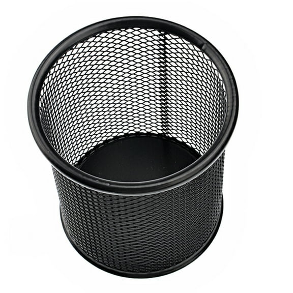 HOMEMAXS 4 Pcs Round Pen Container Wire Mesh Pencil Cup Office Black