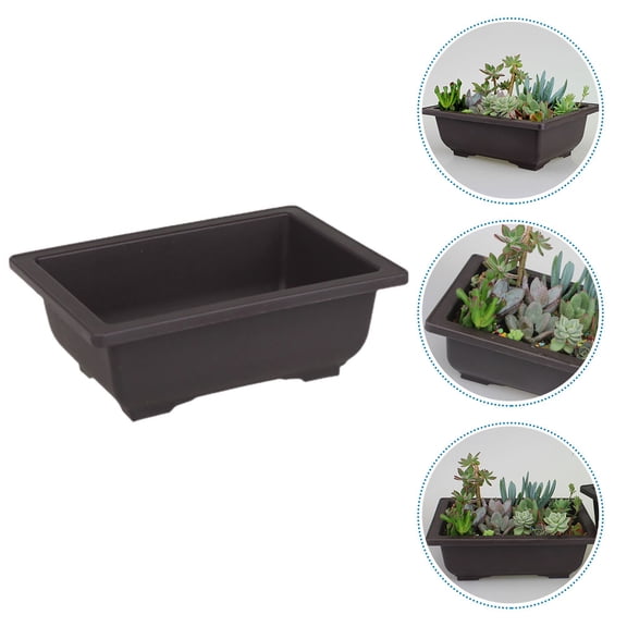 HOMEMAXS 4 Pcs Seedling Pots Rectangular Flower Pot Office 16.50X12.00X6.00CM Black