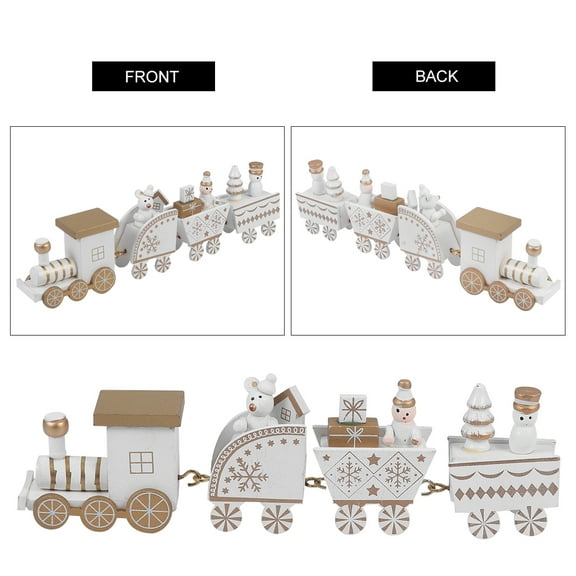 HAMPPLIES Railway Train Centerpiece Decoration White Plastic 4Pcs Set 7.66X1.77X0.98in