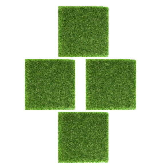 HOMEMAXS  4 Pcs Simulated Fake Turf Synthetic Grass Lawn Decorations Green