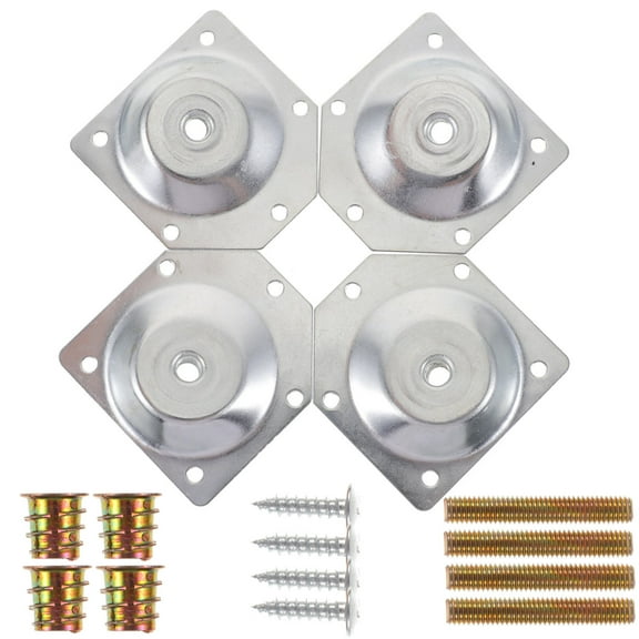 HOMEMAXS  4 Pcs Table Leg Accessories Wooden Fixing Legs Furniture Mounting Plate Angled Silver