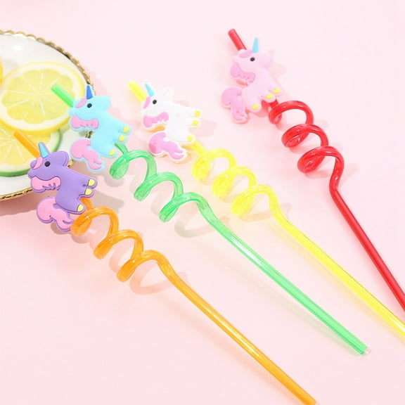 HOMEMAXS 4 Pcs Unicorn Straw Slomka Straw Plastic Decorative Straws Child 4pcs Colorful