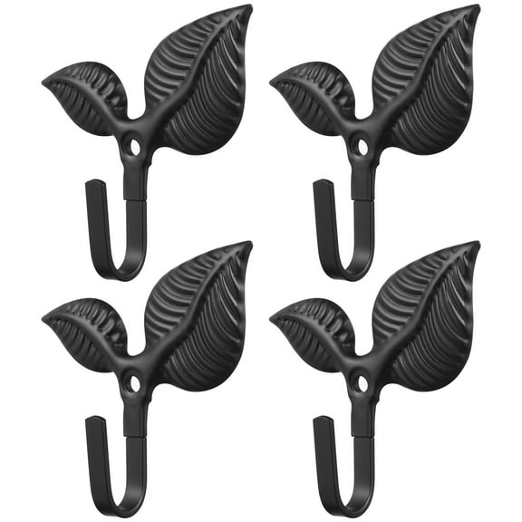 Leaf Wall Hooks 4pcs Decorative Wrought Iron Mounted Hooks for Indoor Outdoor Use Vintage Home Decor Coat Scarf Bag Key Holder