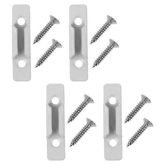 HOMEMAXS 4 Pcs Window Latch Strike Keeper Sash Lock Replacement Silver