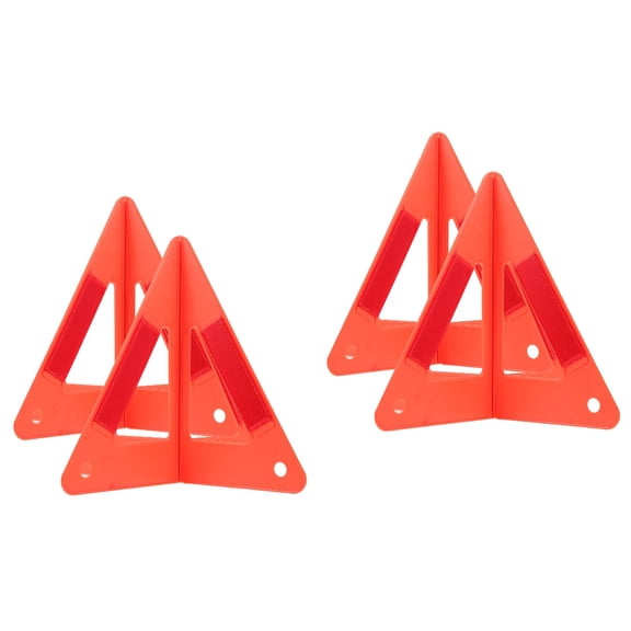 HOMEMAXS 4 Sets  Plastic Triangle Reflective Road Safety Kit Useful Car Road Warning Sign