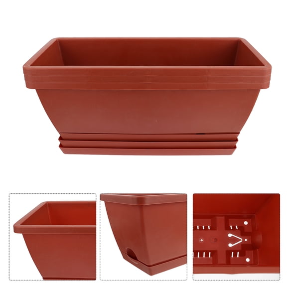 HOMEMAXS 4 Sets Rectangular Planter Container Succulent Flower Pots Garden Red