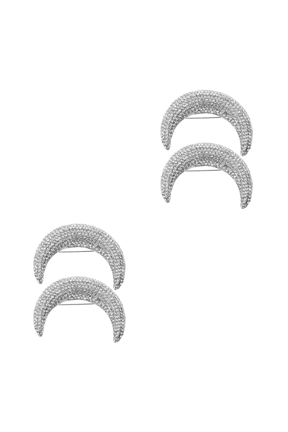 4 pcs  Rhinestone Inlaid Moon Brooch Pin for Women Clothes Decorative Bling Lapel Pin Moon Shaped Brooch for Suit Scarf Hat Backpack