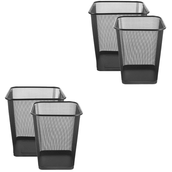 HOMEMAXS 4 pcs Sturdy Hollow Design Waste Can Kitchen Garbage Container Metal Trash Recycle Bin