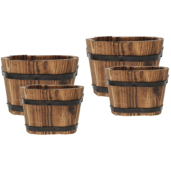 4 pcs Wood Flower Container Decorative Flower Pot Small Wooden Planter Rustic Artificial Flower Planter