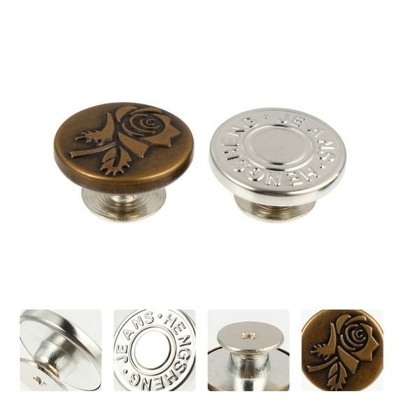 40 Pcs Retractable Jean Buckle Denim Pants Button Baby Man 1.5X1.5X0.6CM