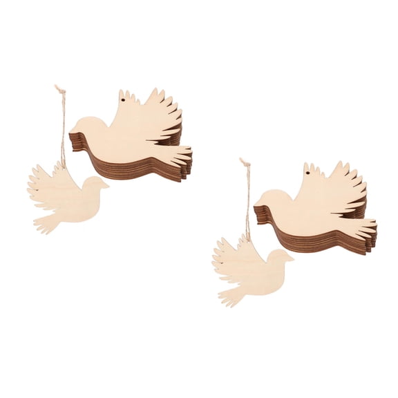 HOMEMAXS 40 pcs Wood Bird Cutouts Unpainted Wood Bird Slices with Rope Mini Wooden Bird Shaped Slices Embellishments Unfinished Wood Ornaments for Christmas Home Decorations