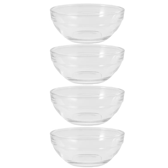HOMEMAXS 4PCS Mini Bowls Small Prep Dishes Stackable Dipping Bowl for Sauces Clear Glass Dish for Kitchen Condiments Spices and Portions (3 OZ)