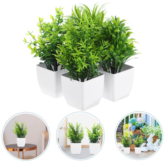 HOMEMAXS 4Pcs Artificial Greenery Potted Plant Bonsai Desktop Bonsai Office Table Decor