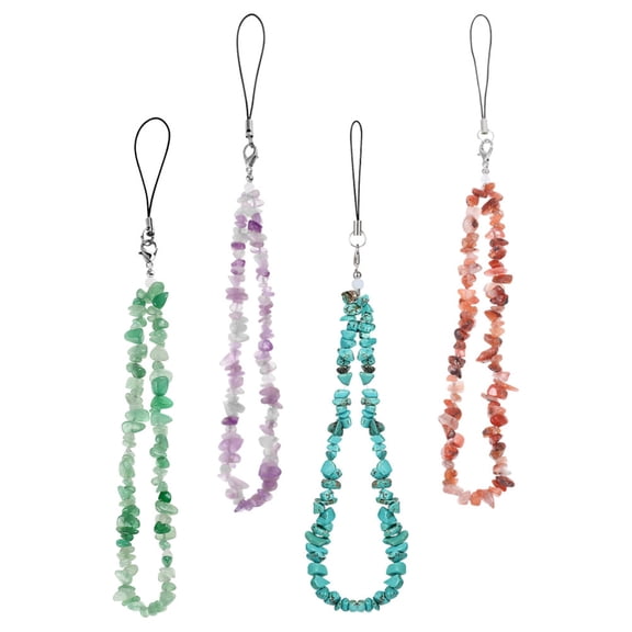 HOMEMAXS 4Pcs Beaded Phone Lanyard Crystal Stone Phone Charm Strap Hand Wrist Lanyard