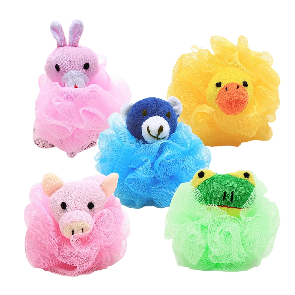 HOMEMAXS 4Pcs Cartoon Animal Shaped Bath Ball Colorful Bath Sponge Kids