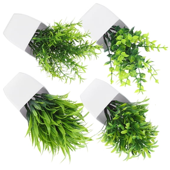 HOMEMAXS 4Pcs Faux Potted Plants for Party Use Plastic Bonsai Desktop Decor 6 Inches