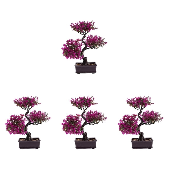 STRANDCHIC Artificial Bonsai Multi Color Realistic Fake Potted Plant for Decor 4Pcs