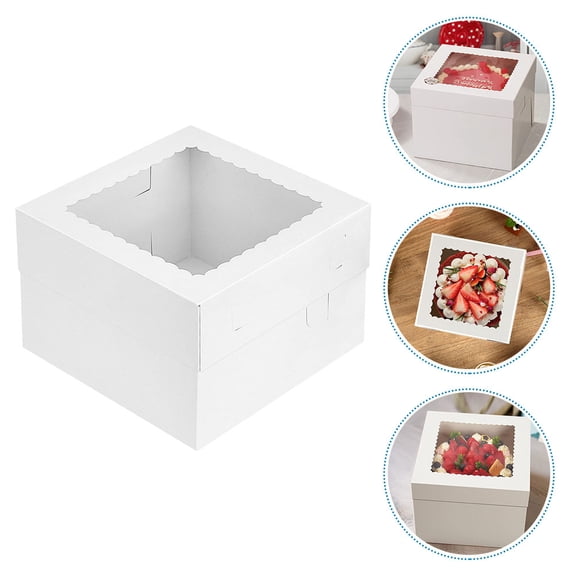 4pcs Birthday Cake Box Paper Cake Carrier Birthday Cake Box Cake Packaging Box Birthday Cake Box Portable Cake Wrapping Box