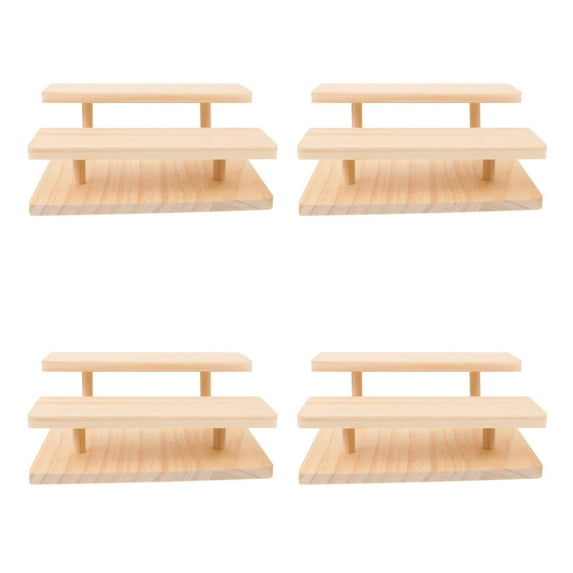 HOMEMAXS 4pcs Desktop Wooden Display Stand Rustic Action Figure Holder Versatile Sunglasses Display Riser
