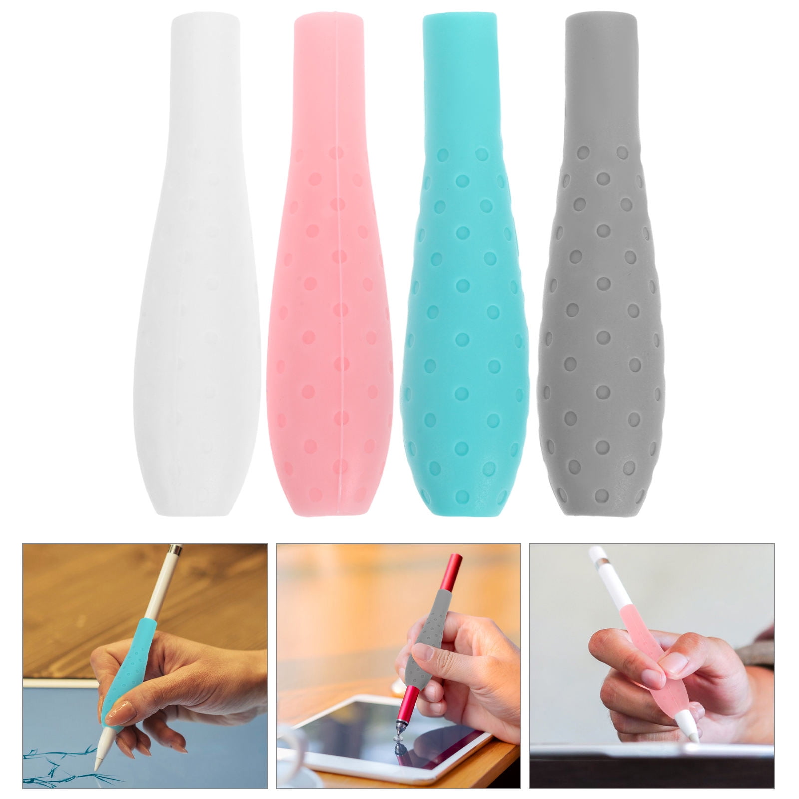 HOMEMAXS 4pcs Ergonomic Silicone Grip Holder Comfortable And Secure Grip Non-Slip Pencil Sleeve Stylus Grip Compatible For Apple Pencil