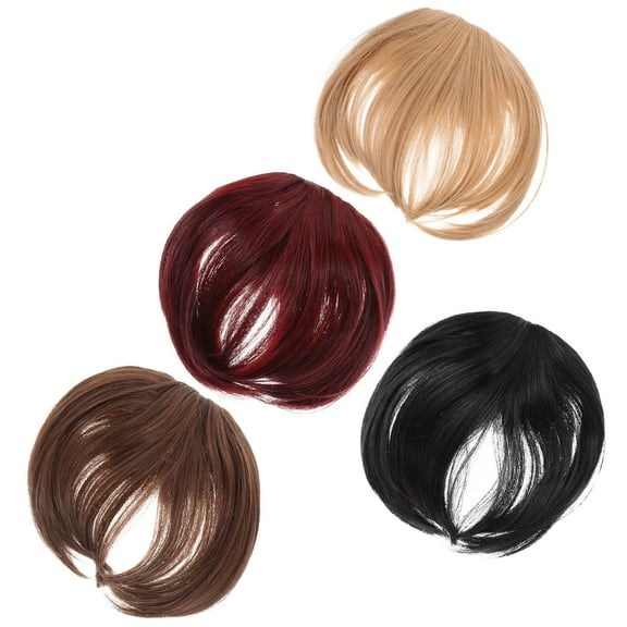 HOMEMAXS 4pcs Fake Bangs Clip On Bangs Hair Extensions Women Hair Piece Wispy Bangs for Cosplay Performance