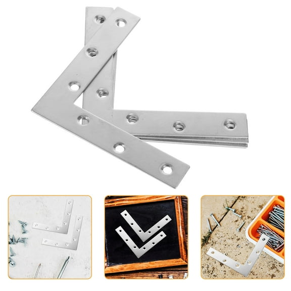 HOMEMAXS 4pcs Flat Corner Brace Stainless Steel Joining Bracket Flat Shape Repair Mending Plate