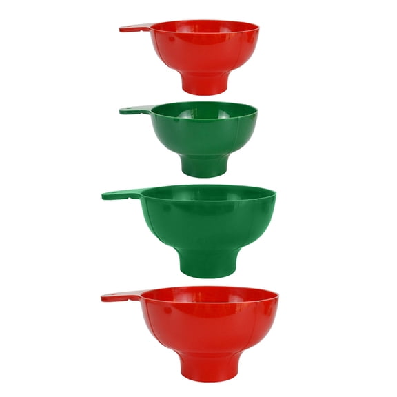 Wide Mouth Plastic Funnel for Kitchen Use with Easy Cleaning and Hanging Hole 4pcs Assorted Color
