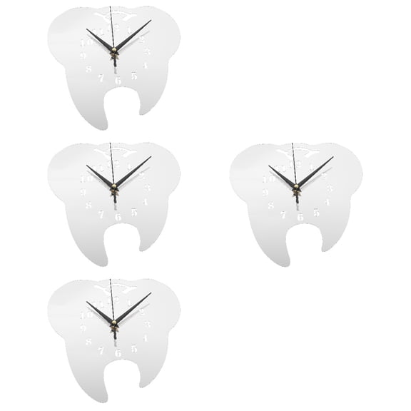 HOMEMAXS 4pcs Household Wall Clock Decorative Tooth Shaped Wall Clock Silent Wall Acrylic Clock Wall Decor