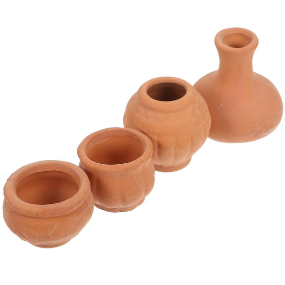4pcs Mini Red Pottery Flower Pots Small Terracotta Tiny Clay Pots Succulents Container for DIY Crafts Fairy Garden Desktop Windowsill Decoration