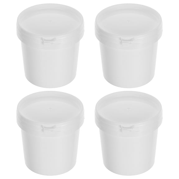 HOMEMAXS 4pcs Plastic Bucket with Lid Heavy Duty 500ml Bucket Pail with Lid for Storage Container Home Household Cleaning White
