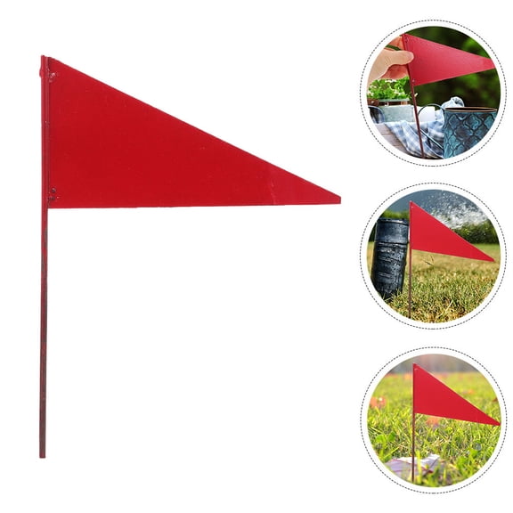 HOMEMAXS 4pcs Triangular Iron Flags For Lawn Marking Garden Irrigation Flags Bright And Durable Yard Stakes Easy Ground Insertion