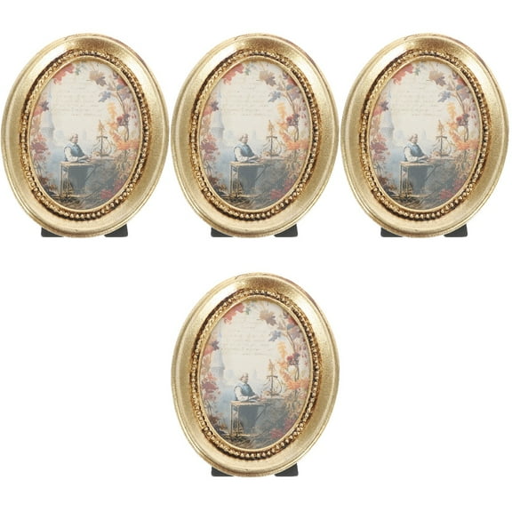 4pcs Vintage Picture Frame Oval Picture Frame Photo Display Frame Wall Mounted Photo Frame