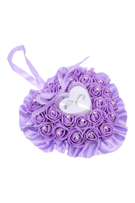4pcs Wedding Ring Pillow Wedding Ring Holder Rose Flower Ring Pillow Wedding Supplies