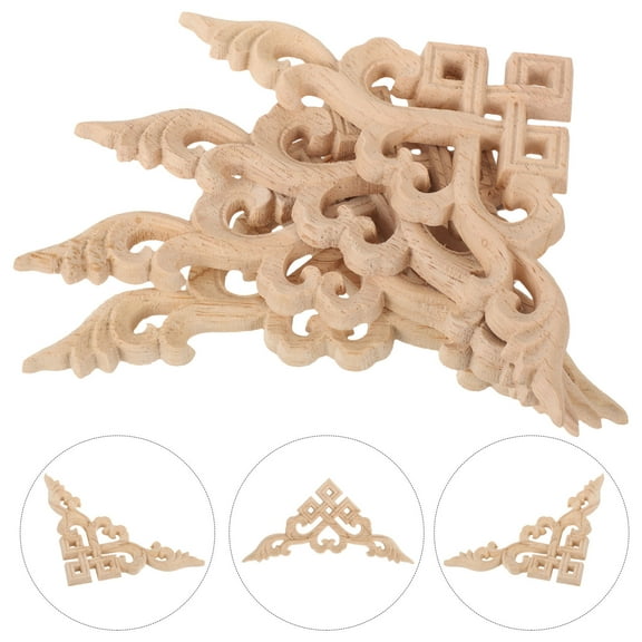 BEADCEST 4Pcs Wood Appliques Embellishments for Furniture Decorative Enhancement 11.8x3.9in